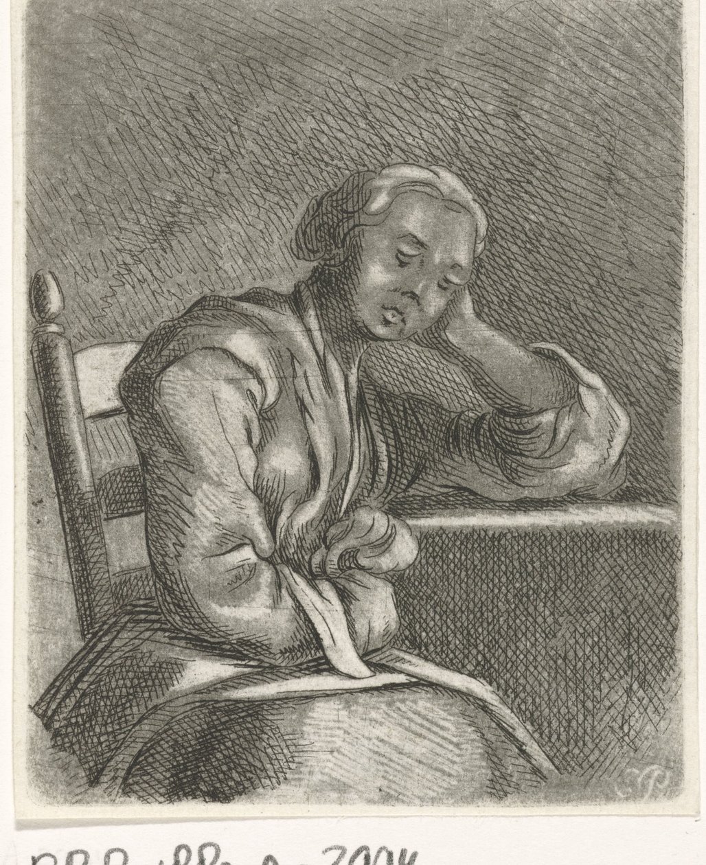 Alvó lány az asztalnál alkotó: Caspar Jacobsz. Philips