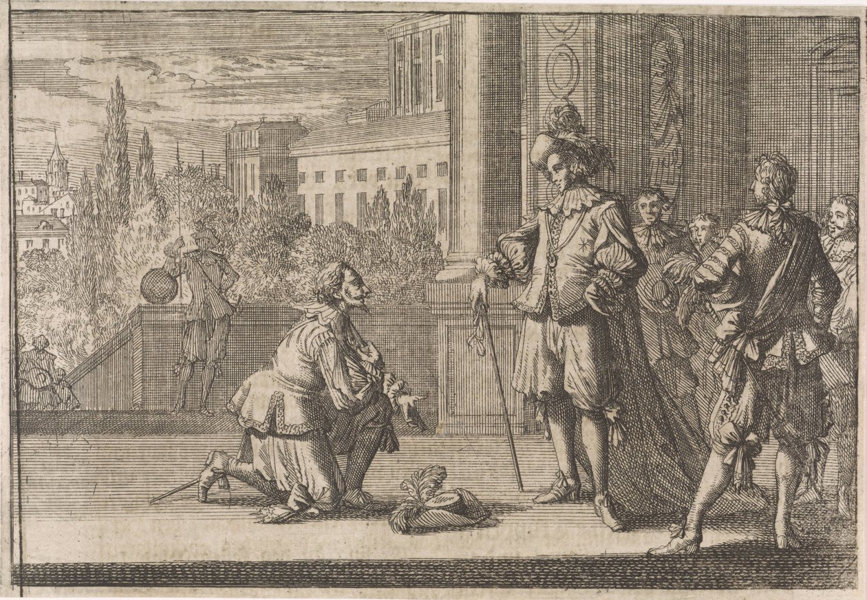 IV. Károly, Lotaringia hercege XIII. Lajos előtt térdel, 1641 alkotó: Caspar Luyken (attributed to)