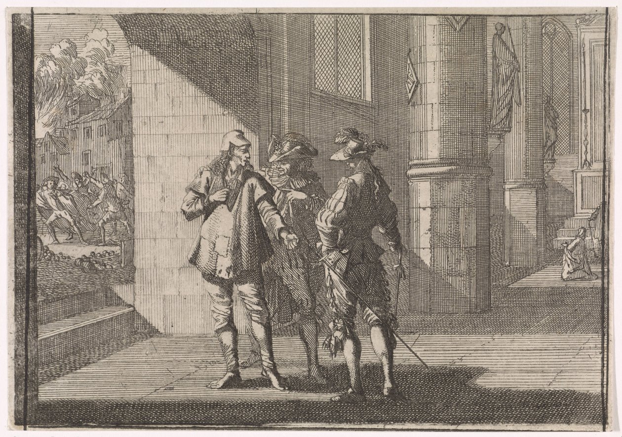 Masaniello két nemessel beszélget egy templomban, 1647 alkotó: Caspar Luyken (attributed to)