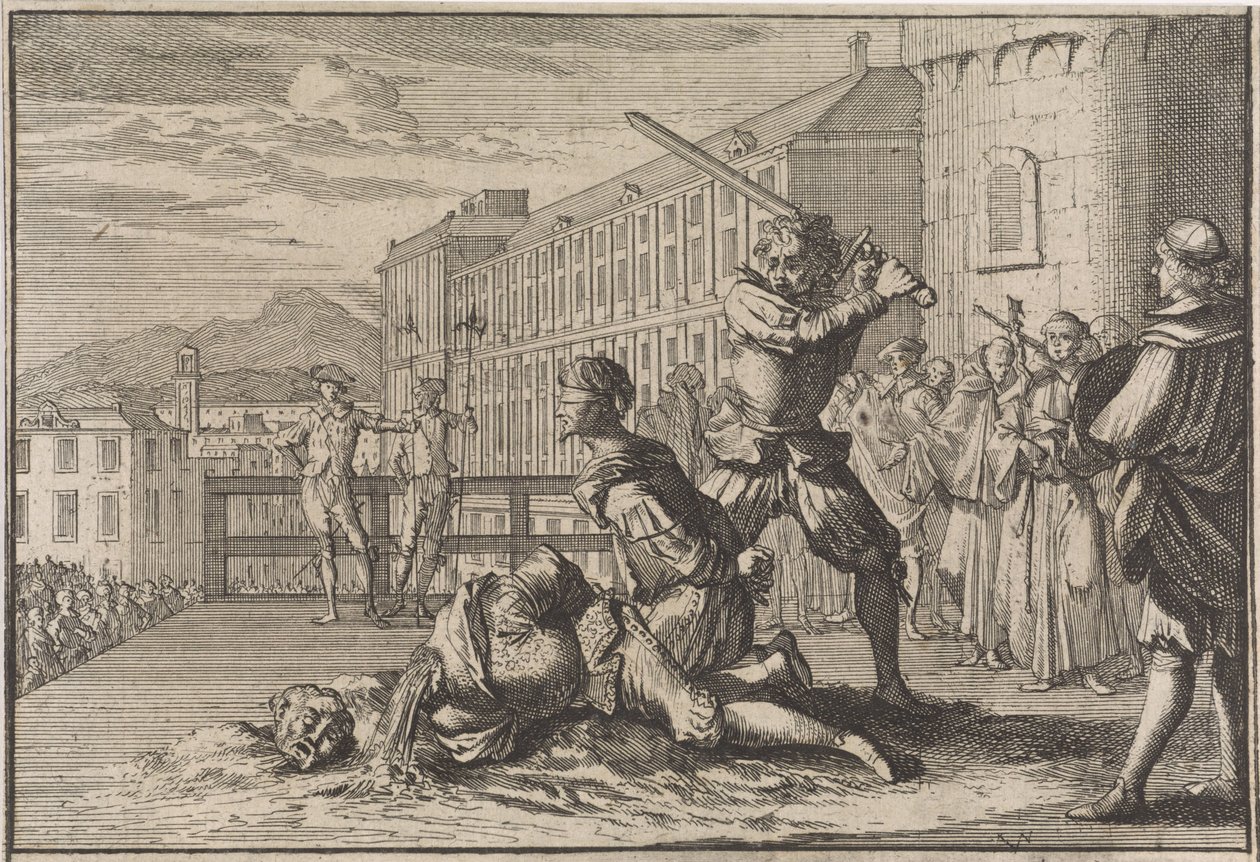 Cinq-Mars márki és François De Thou lefejezése, 1642 alkotó: Caspar Luyken (attributed to)