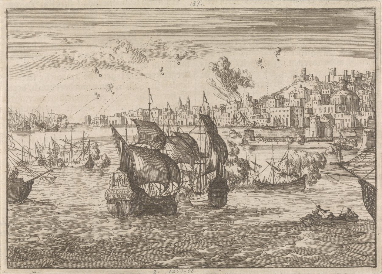 Genovát bombázta a francia flotta, 1684 alkotó: Caspar Luyken
