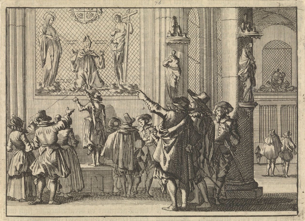 Festett ablak, amelyet Den Bosch meghódítása után találtak az ottani templomban, Gisbertus Marius püspököt ábrázolja Krisztus és Mária között, 1629 alkotó: Caspar Luyken