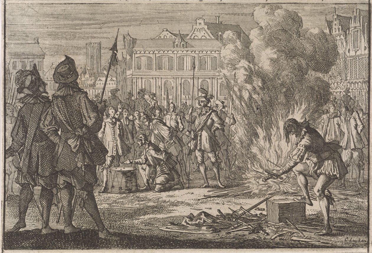 Katonai Bíróság a prágai piactéren, 1642 alkotó: Caspar Luyken