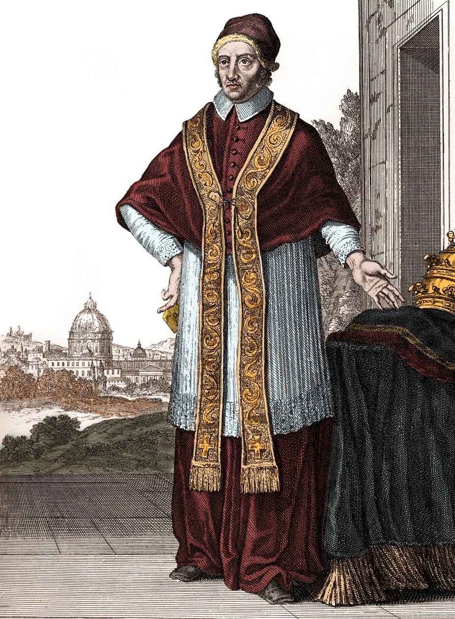 XI. Kelemen pápa (Clemente ou Clemens) portréja (pápa 1700-tól 1721-ig) - Caspar Luyken rajzai - Christoph Weigel metszett és kiadó (Nürnberg 1703) alkotó: Caspar Luyken