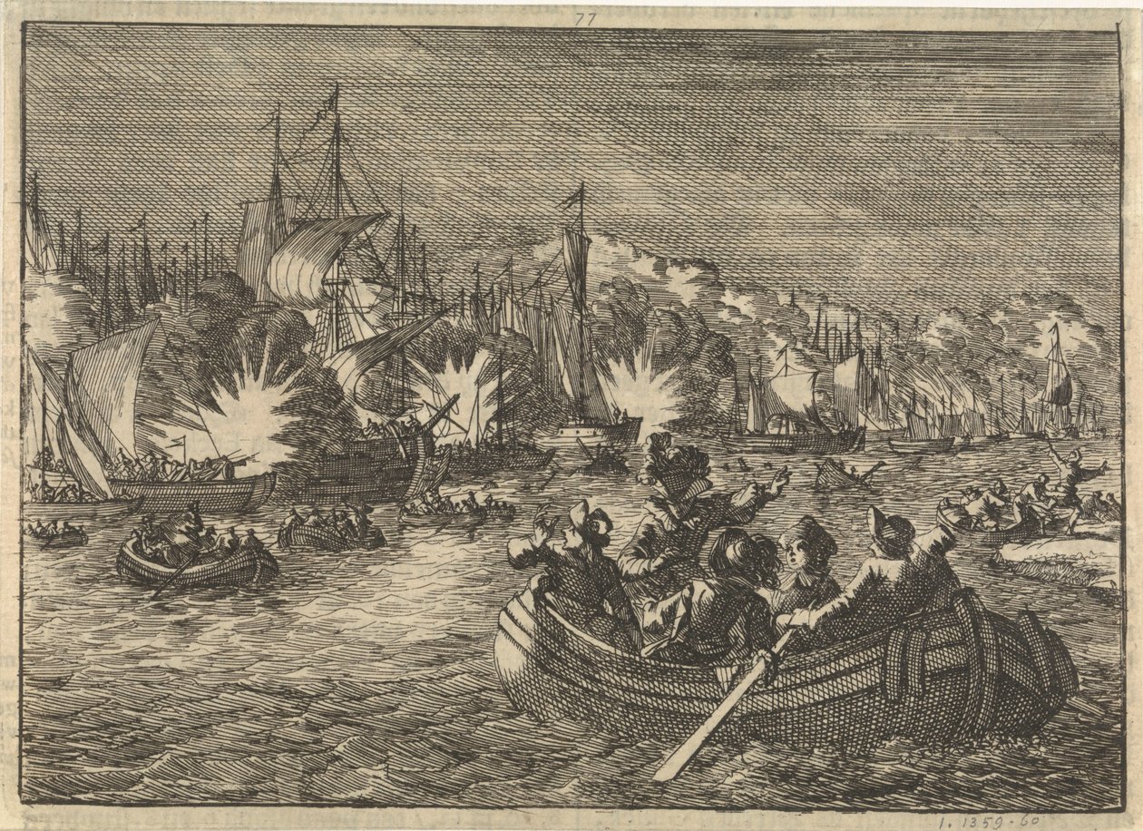 Spanyol flotta a Scheldten, hollandok elfogták és felgyújtották, 1631 alkotó: Caspar Luyken