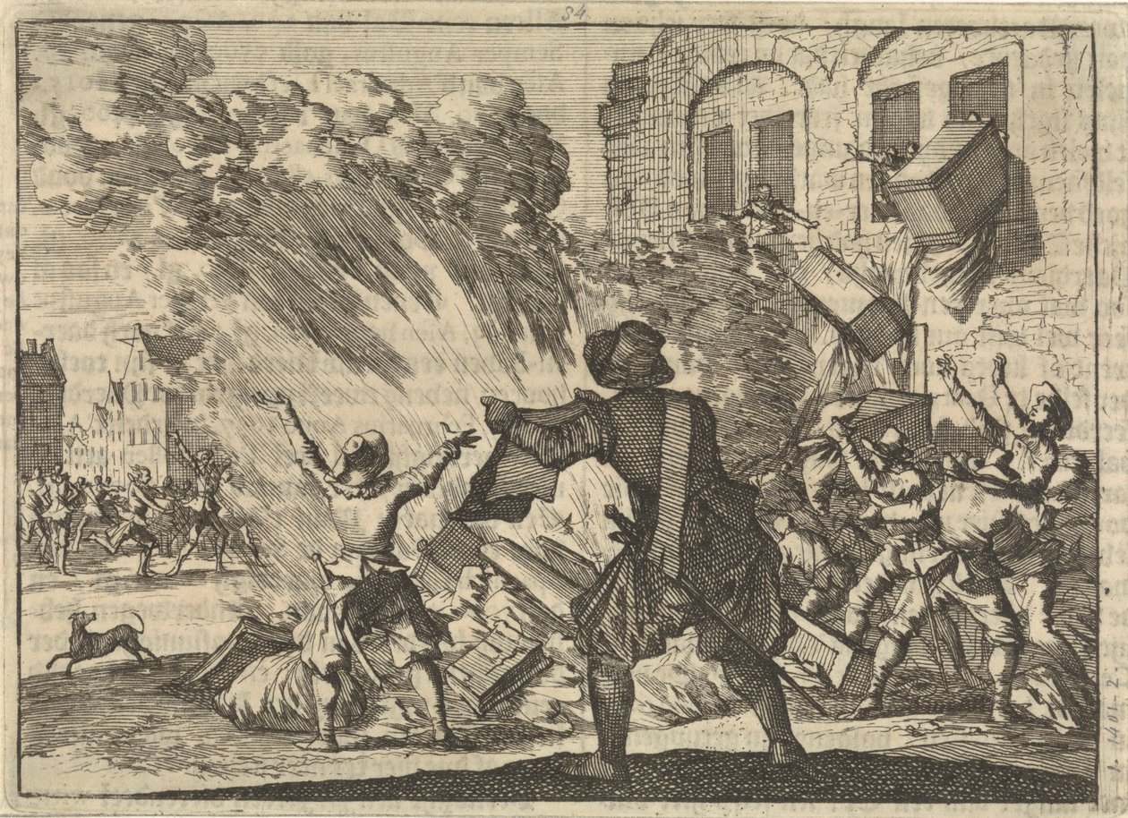 A lyoni vámházat kifosztották a megemelt jövedéki adók miatt, 1625 alkotó: Caspar Luyken