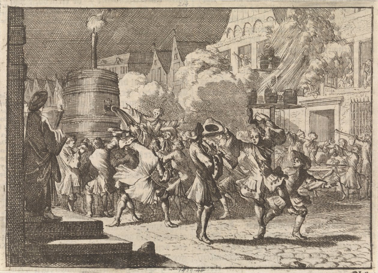 Öröm Párizsban III. Vilmos boyne-i csatában történt haláláról szóló hamis jelentés miatt, 1690 alkotó: Caspar Luyken