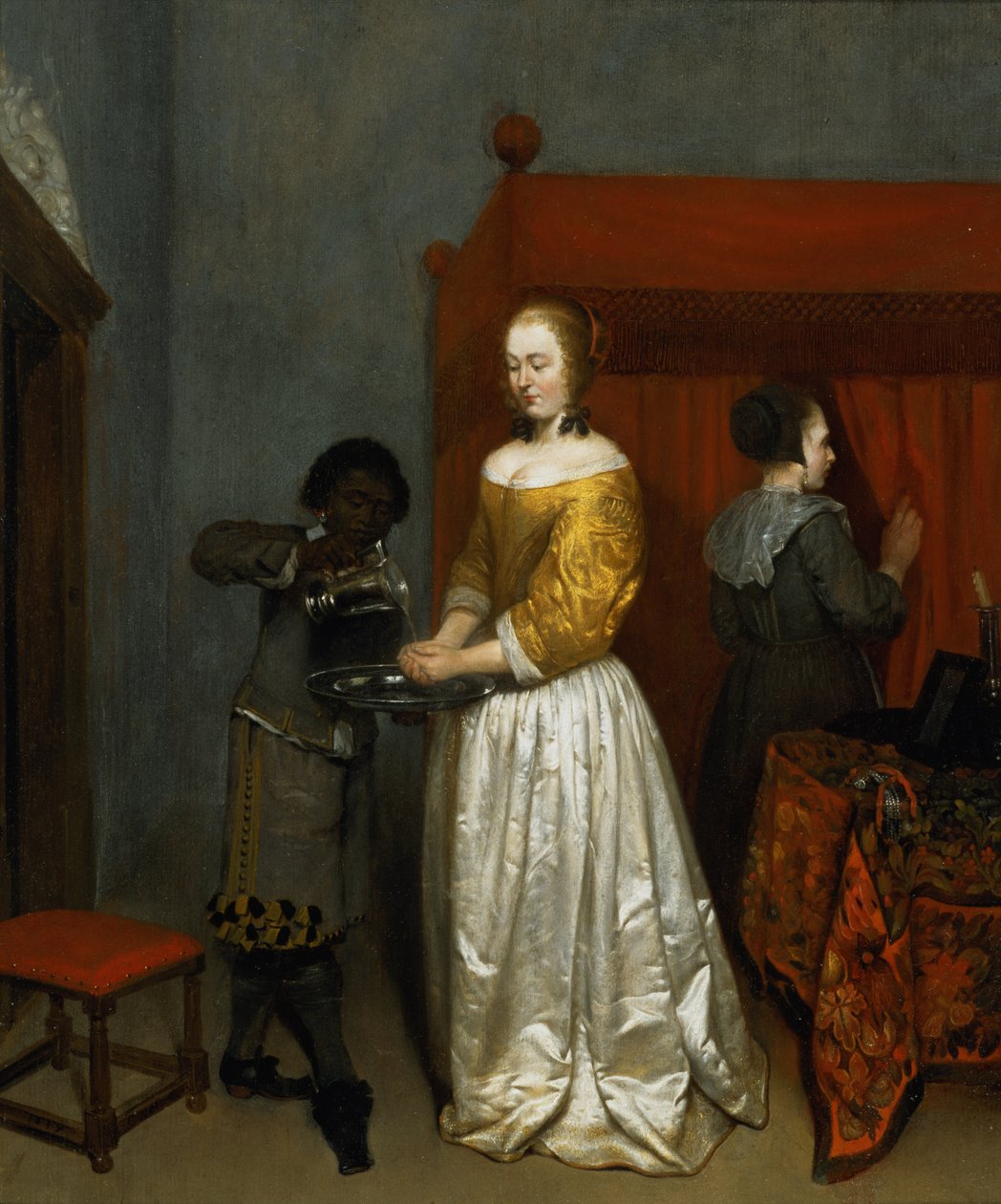 Kézimosó hölgy, 1657 (panel) alkotó: Caspar Netscher