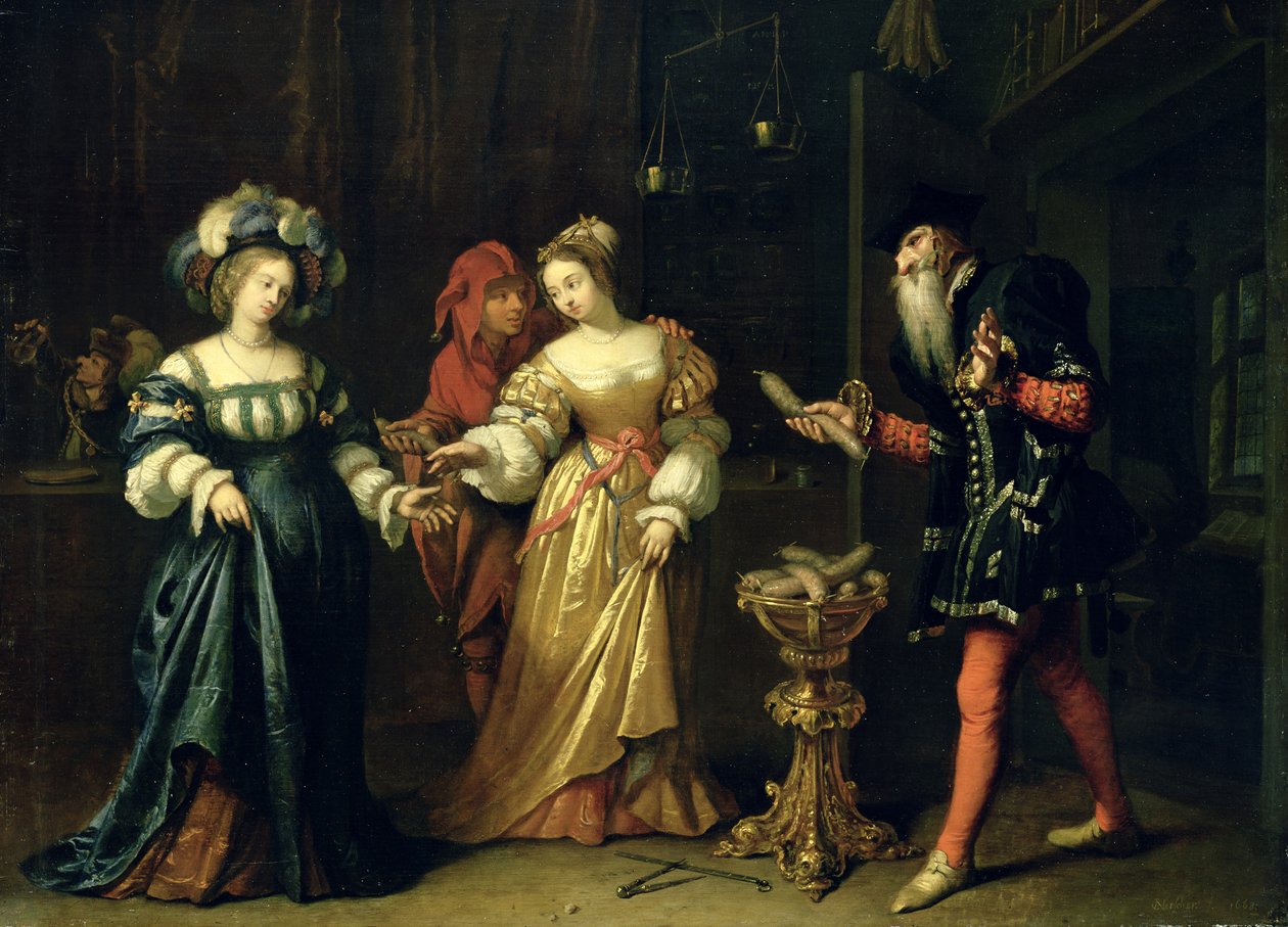Egy álarcos joker, 1668 alkotó: Caspar Netscher
