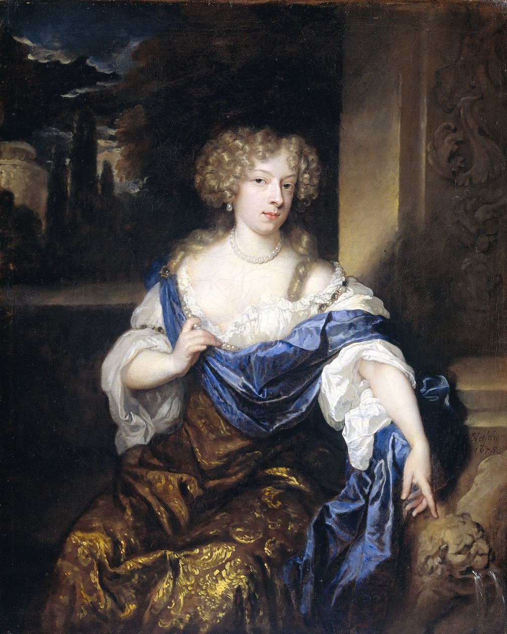 Helena Ctaharina de Witte 91661-95), Iman mogge, Haamstede ura feleségének portréja alkotó: Caspar Netscher