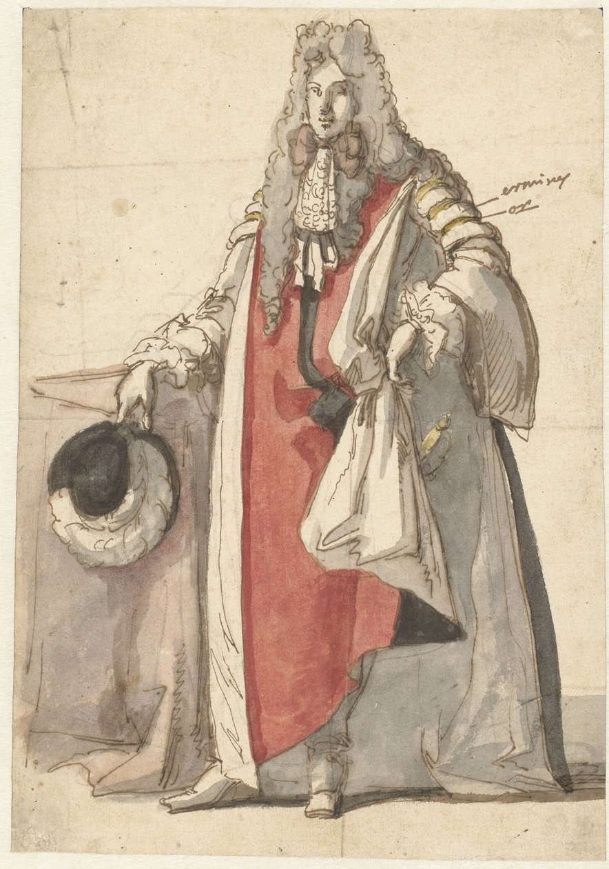 Willem III portréja, állami ruhában alkotó: Caspar Netscher