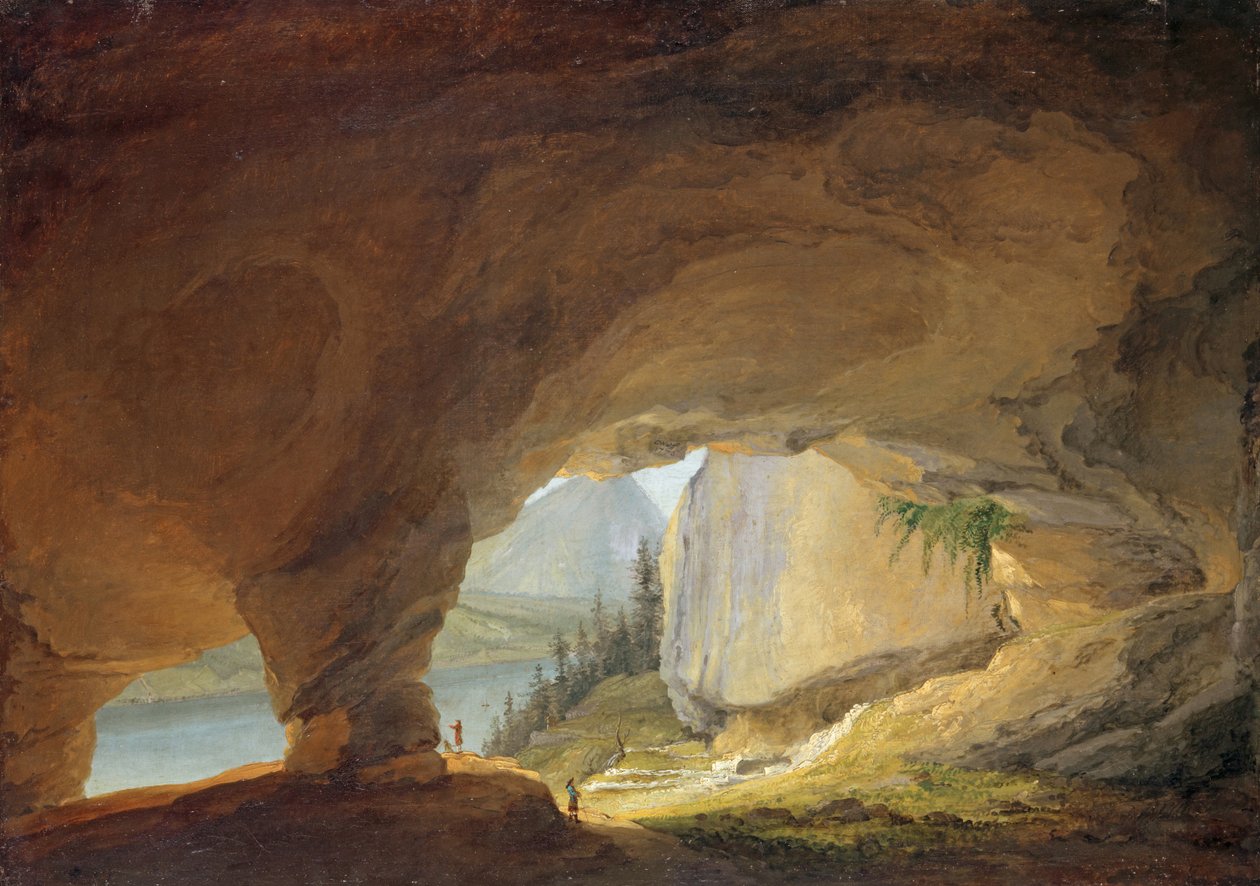 Kilátás a Beatus-barlangból a Thun-tó mellett, 1776 alkotó: Caspar Wolf