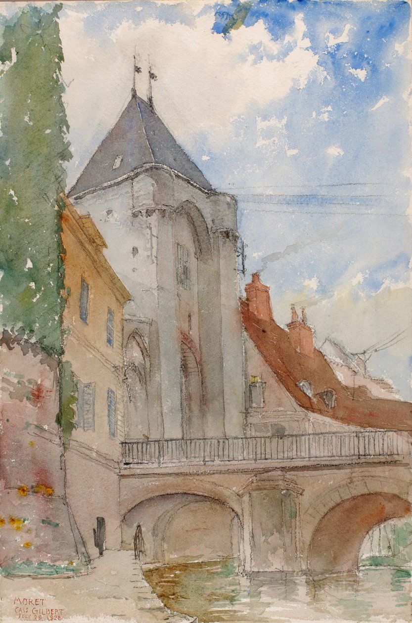 Híd Moret-ban, Franciaországban, 1928. alkotó: Cass Gilbert