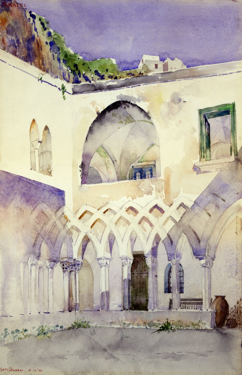 Udvar, capucine kolostor, Amalfi, 1898. alkotó: Cass Gilbert