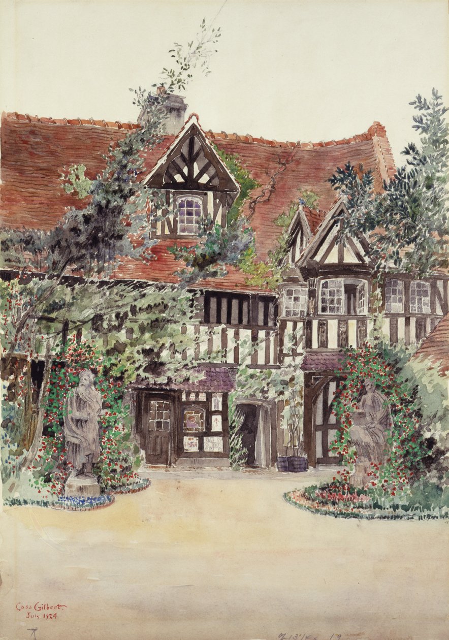 A kisebb udvar, Hotel Guillaume le Conquerant, Dives, Franciaország, 1924. alkotó: Cass Gilbert
