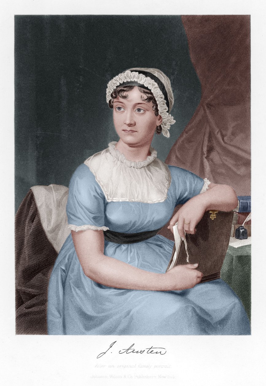 Jane Austen metszet, későbbi színezés alkotó: Cassandra Austen