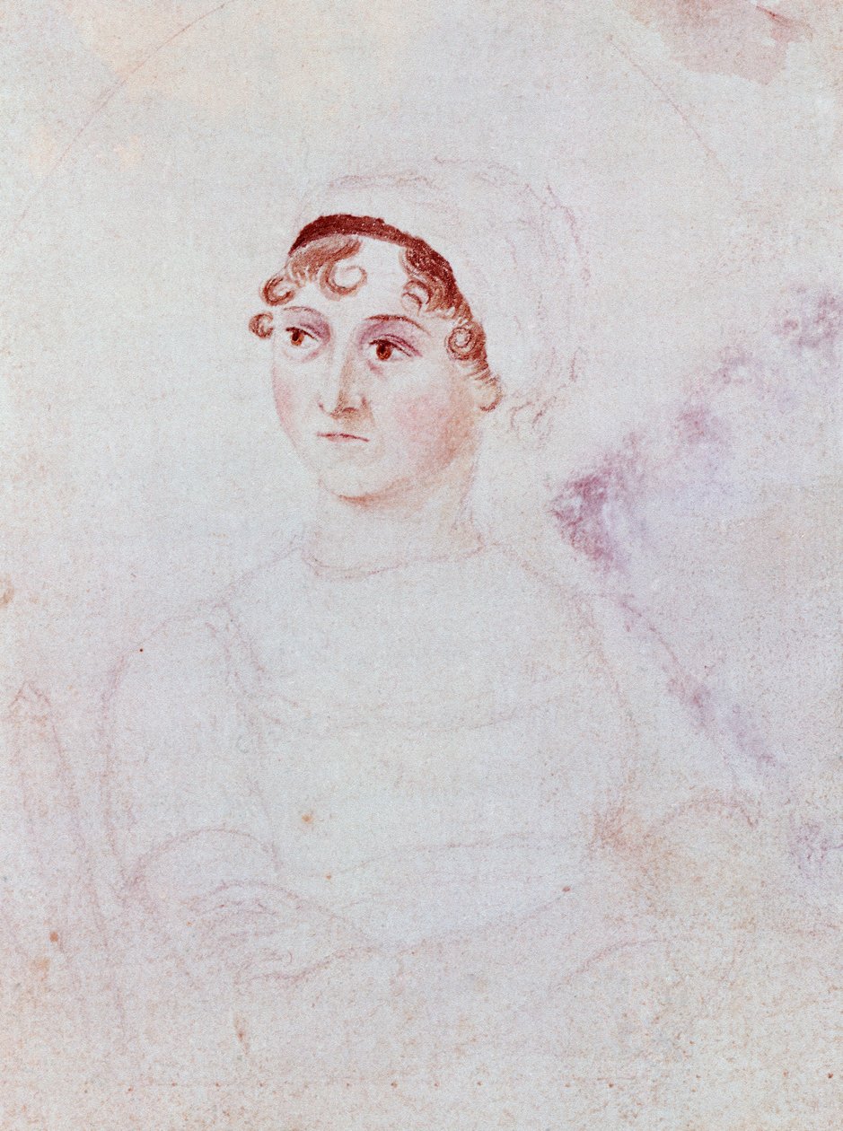 Jane Austen portréja, 1810 körül (ceruza és akvarell papíron) alkotó: Cassandra Austen