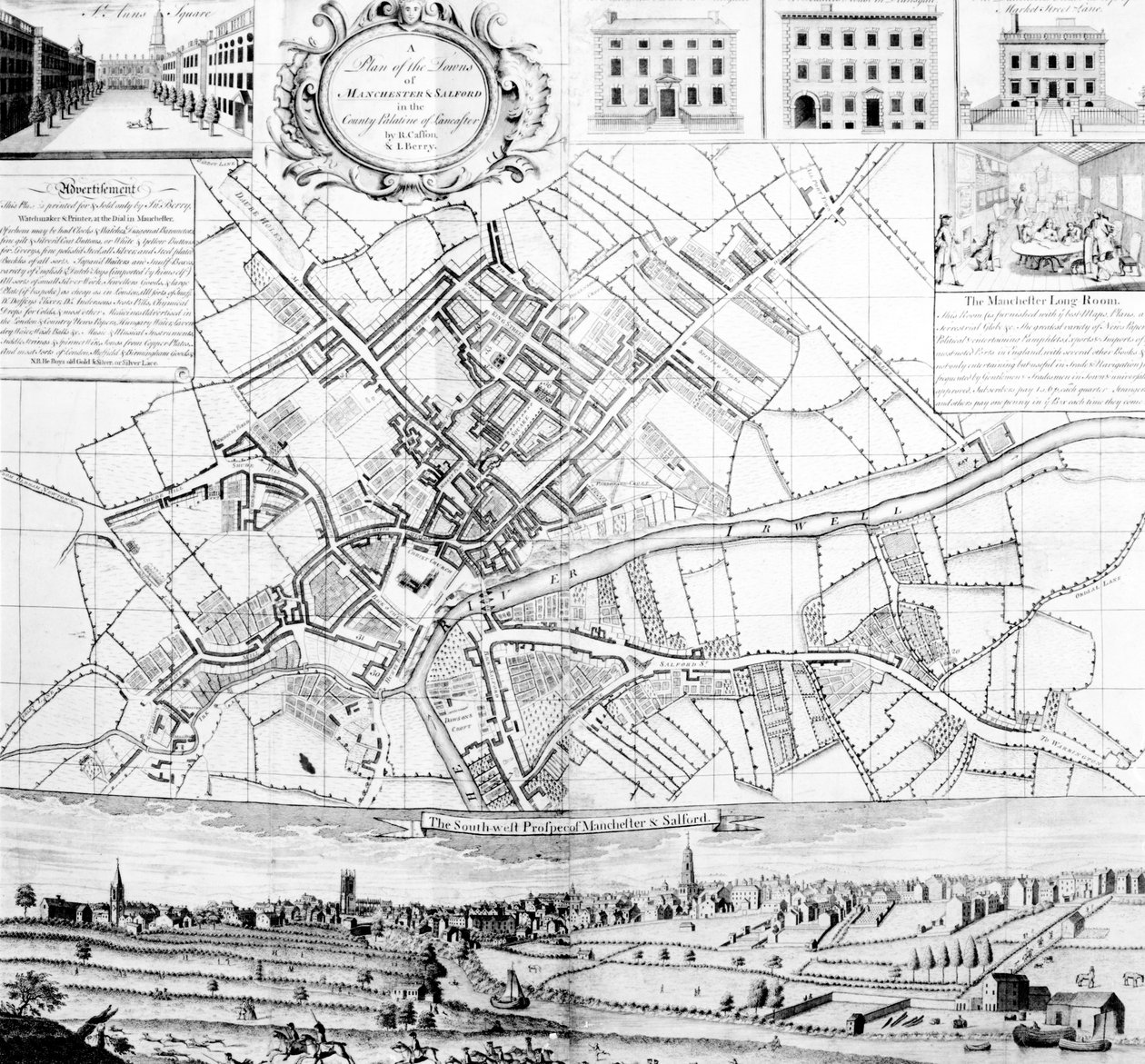 Manchester térképe, 1751 alkotó: Casson and Berry