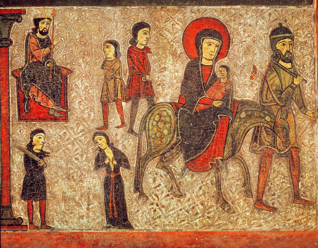 Repülés Egyiptomba, részlet a Szűznek szentelt oltárképről (tempera a panelen) alkotó: Catalan School
