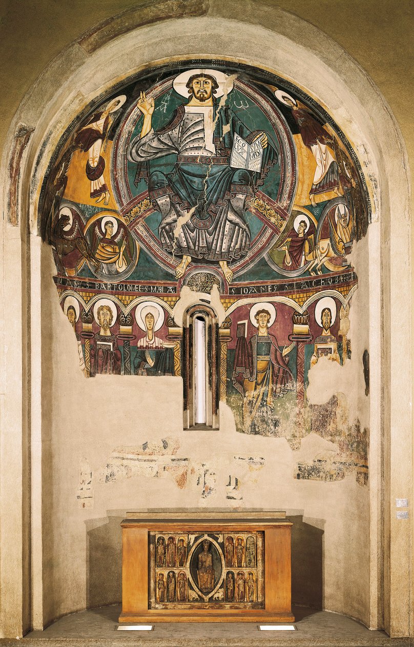 Krisztus a dicsőségben, a San Clemente de Tahull templomból, Lerida, Spanyolország (freskó) alkotó: Catalan School