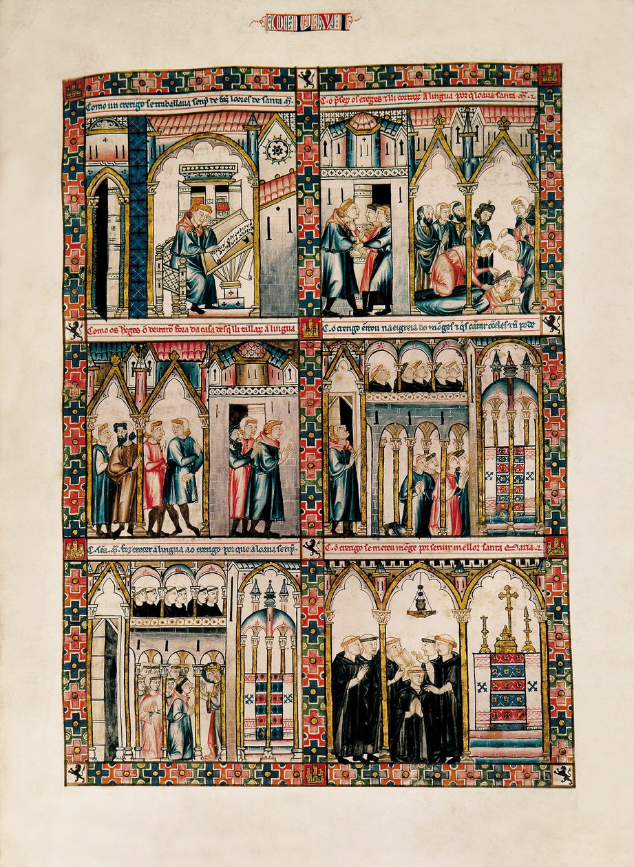 Szent Máriának és csodáinak szentelt miniatúrák a Las Cantigas de Santa María (Szent Mária énekek), Fol. 156 alkotó: Catalan School