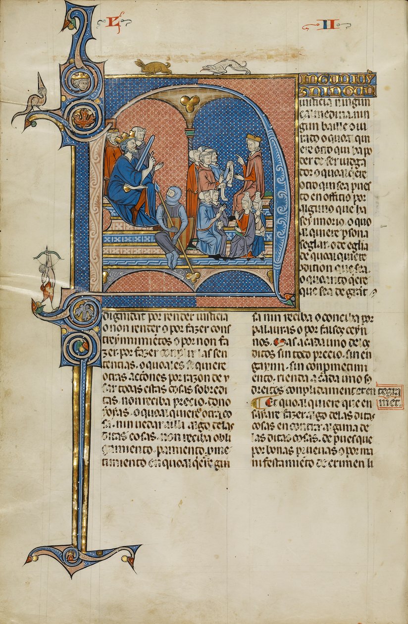 Oldal a Vidal Canellas Vidal polgármester kéziratának kéziratából, Michael Lupi de Candiu másolta, 1290-1310 alkotó: Catalan School