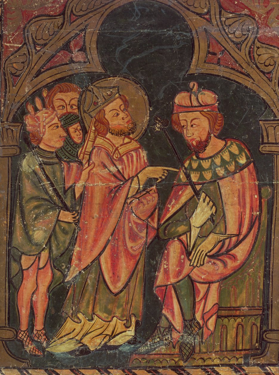 Szent Cipriánus (kb. 200-258) Karthágó püspöke, akit Valerianus császár elé vittek (ur. 253-60) 1300-25 alkotó: Catalan School