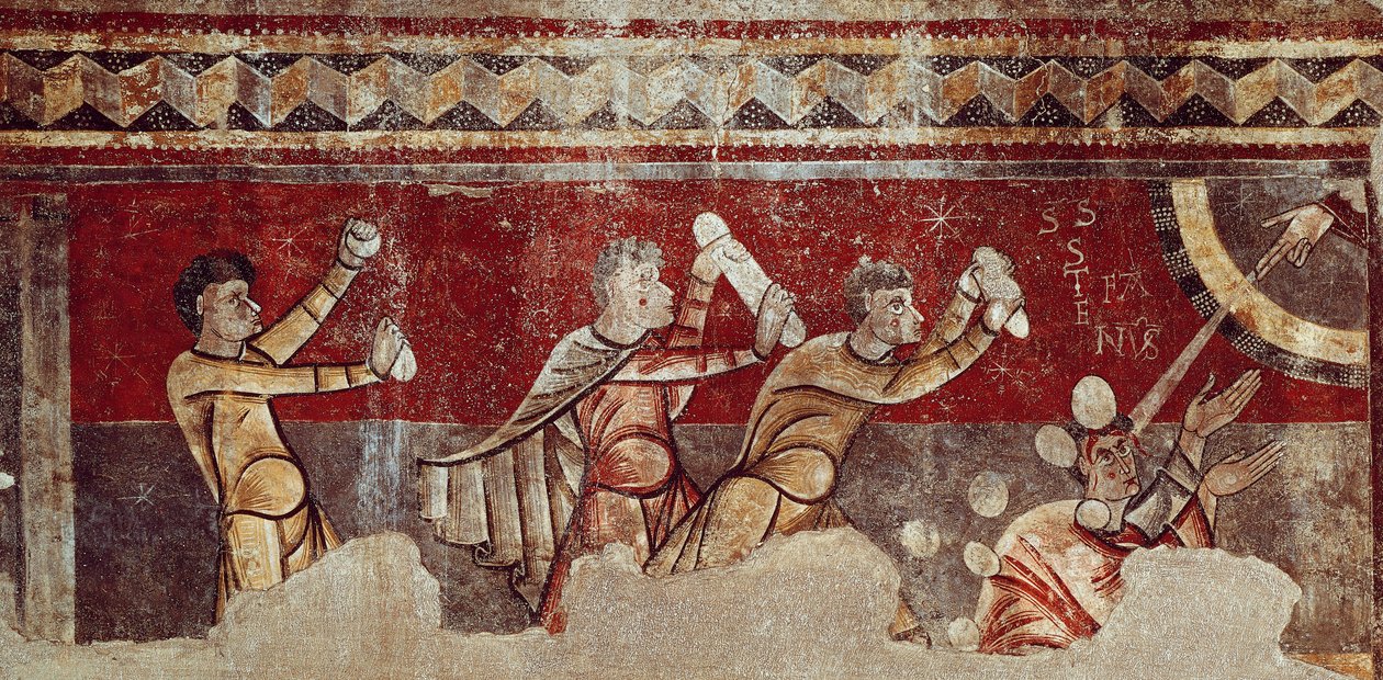 Szent István megkövezése, 1100 körül (vászonra átvitt freskó) alkotó: Catalan School