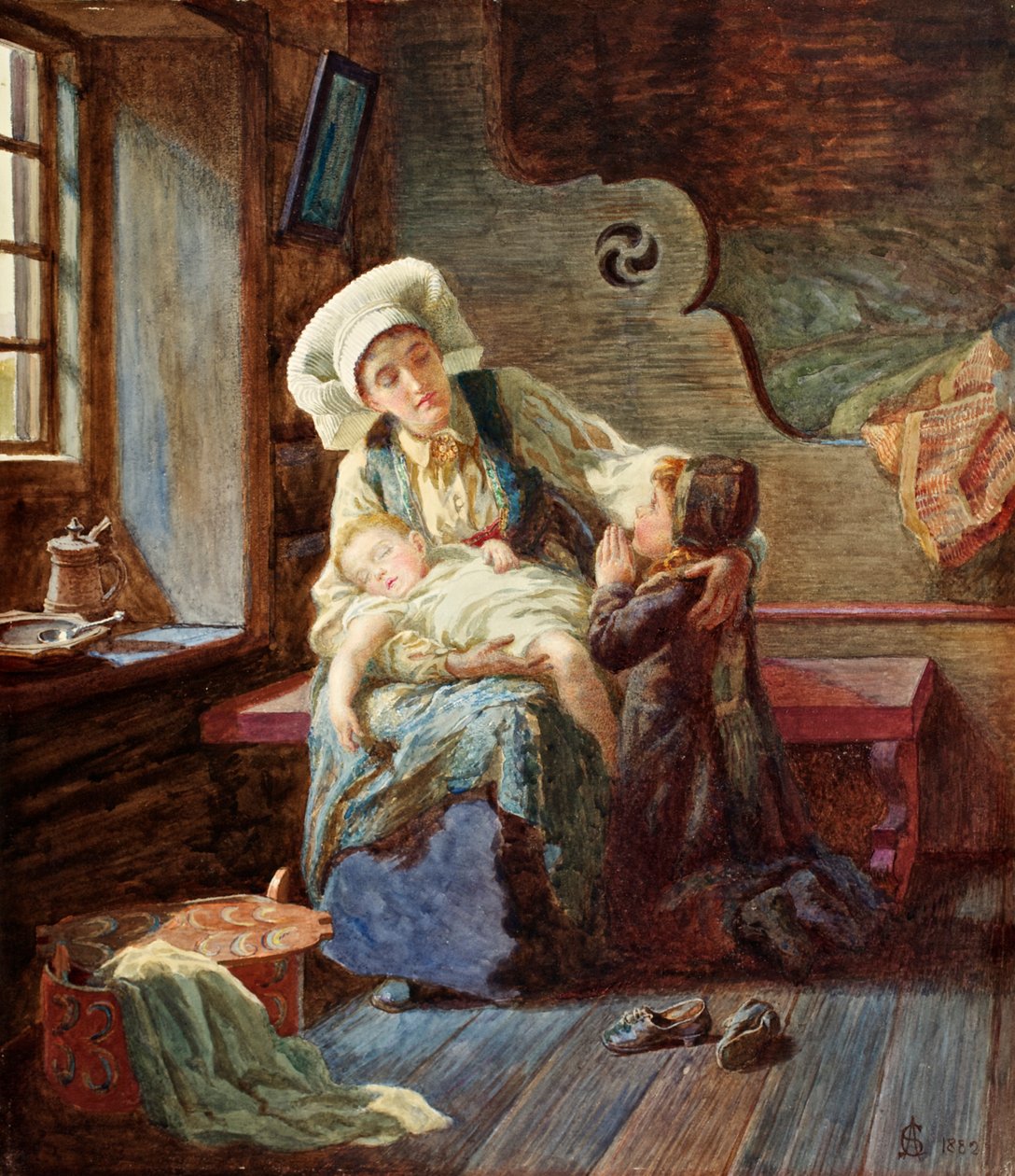 Este egy norvég otthonban, 1882 alkotó: Catharine Adelaide Sparkes