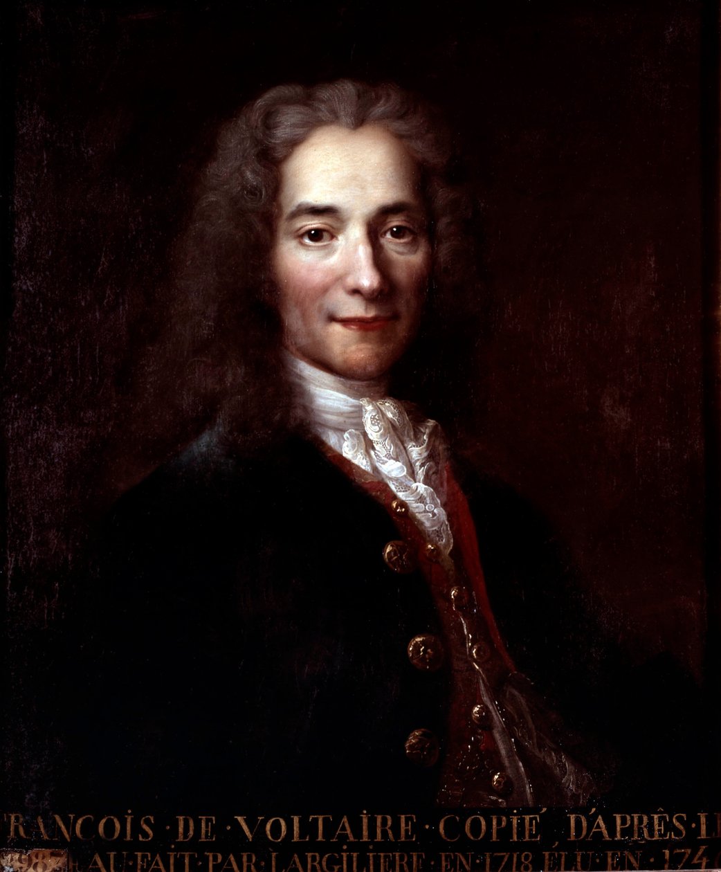 Voltaire, másolat Nicolas de Largilliere olajfestménye után, vászonra alkotó: Catherine Lusurier