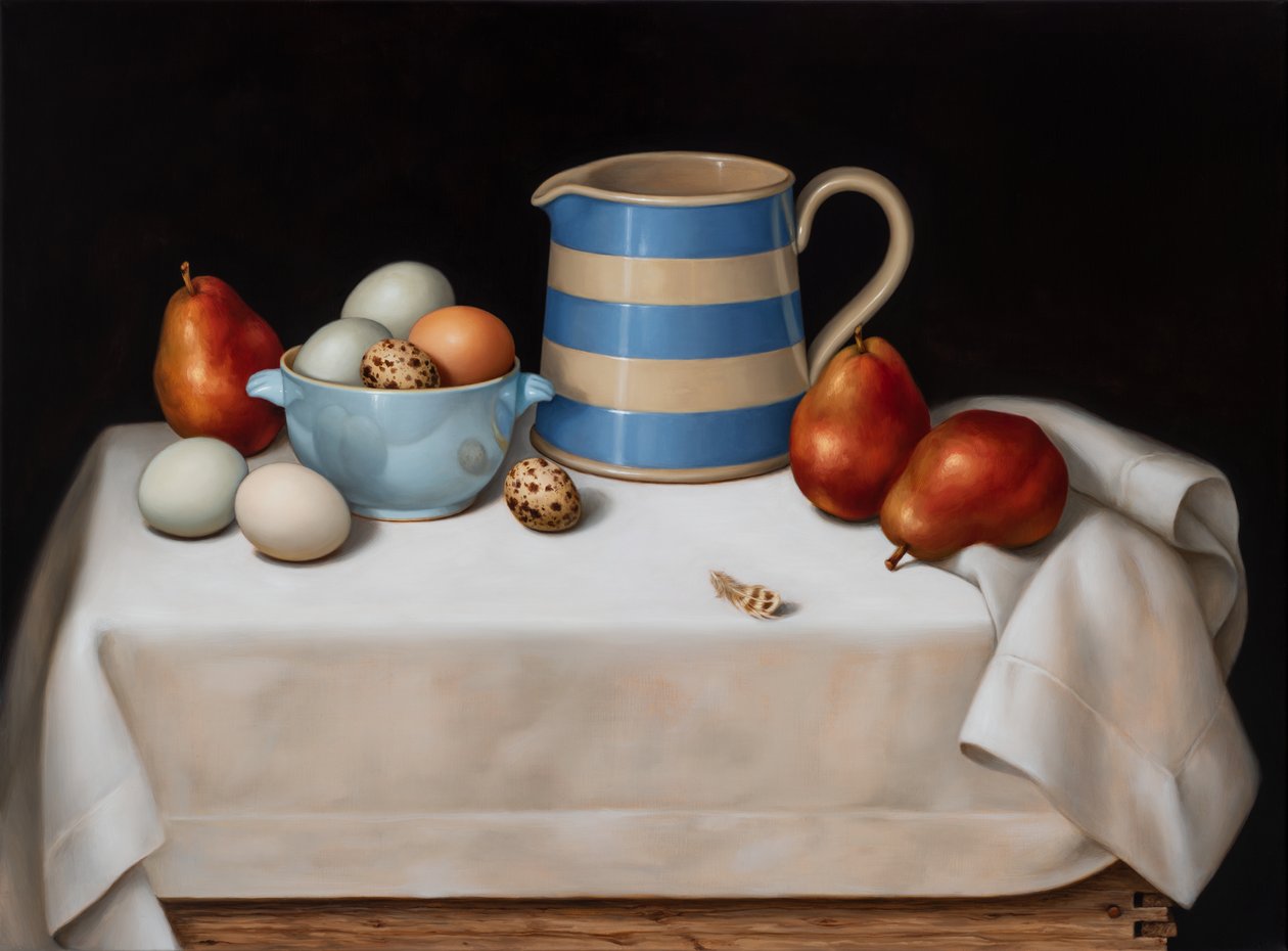 Csendélet fürjtollal, 2019 (olaj, vászon) alkotó: Catherine Abel