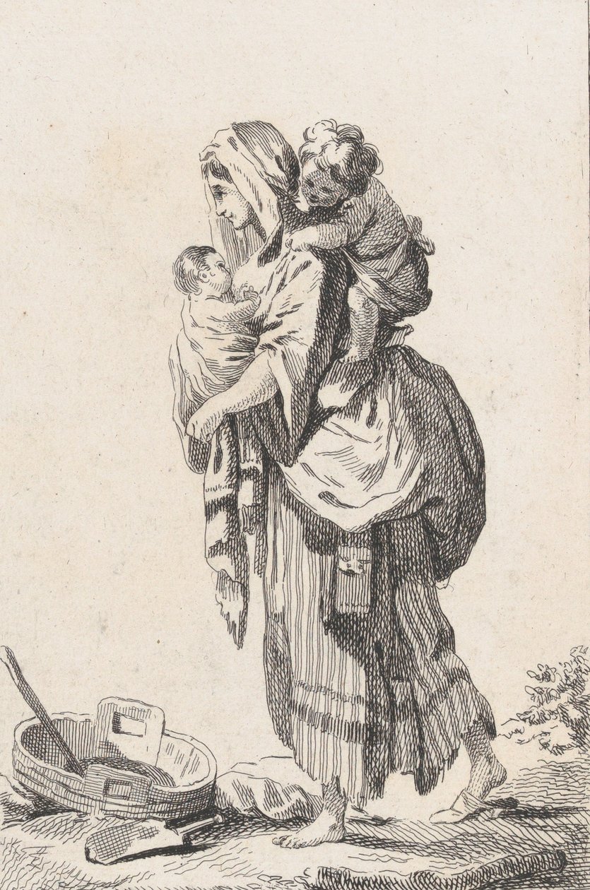 Kétgyermekes parasztasszony, kb. 1758. alkotó: Catherine Francoise Beauvarlet