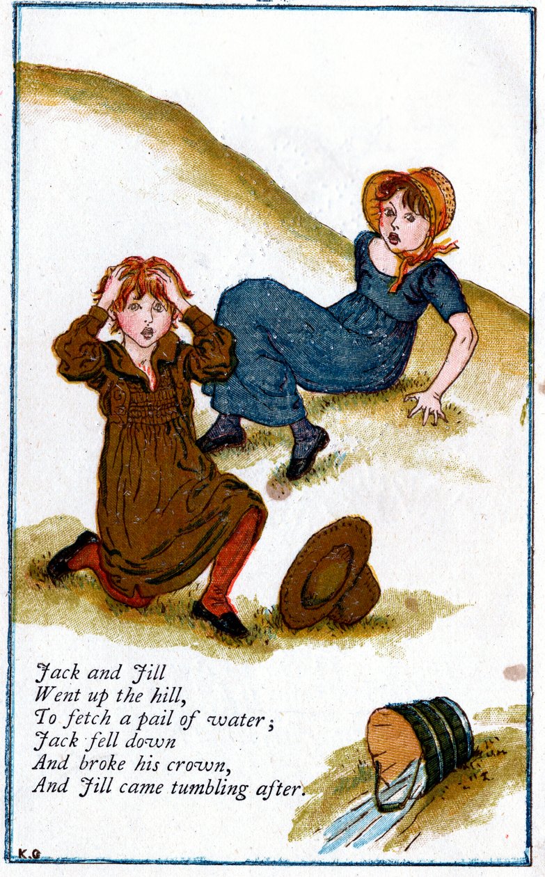 Illusztráció: „Jack és Jill felment a dombra”, Kate Greenaway 1846-1901 alkotó: Catherine Greenaway