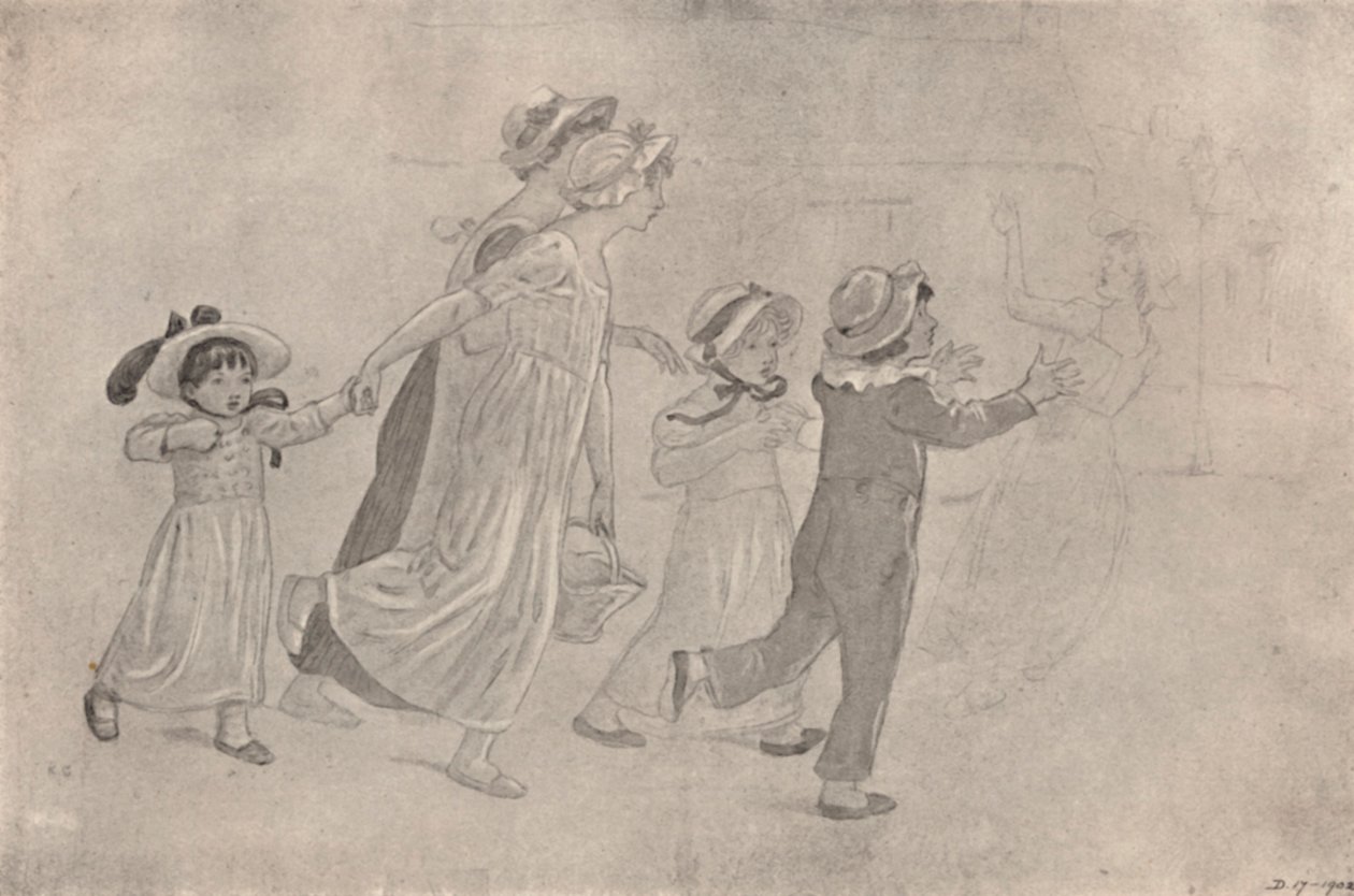 "Vízszínes rajz színes fatömbnyomatokhoz", 1880-1890, 1923 alkotó: Catherine Greenaway