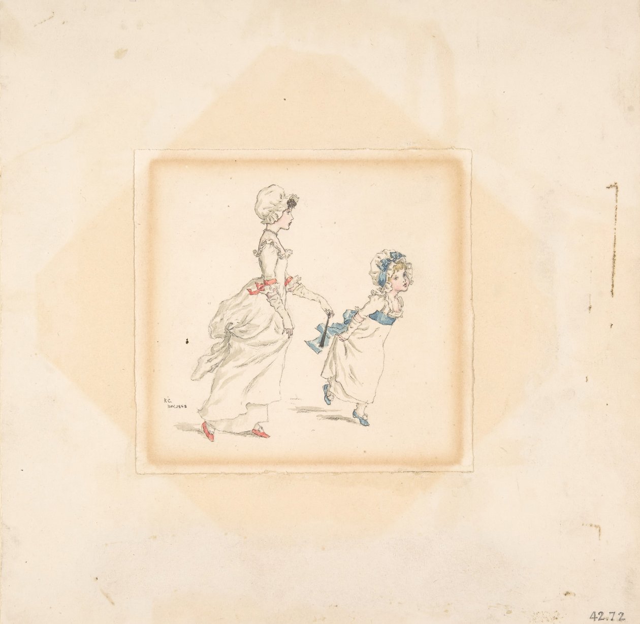 Nő és gyermek, 1883. alkotó: Catherine Greenaway