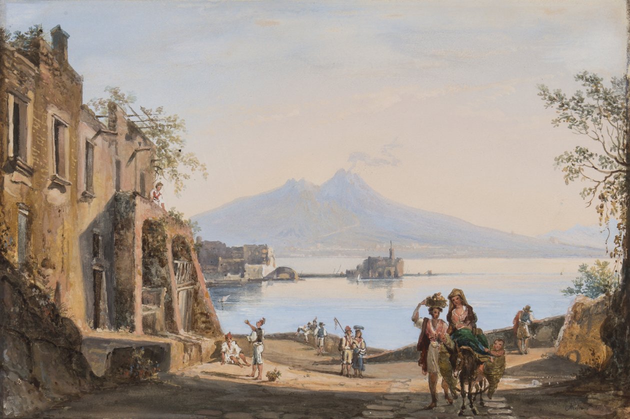 Kilátás a Vezúvra a Mergellina felől, 1845 körül alkotó: Catherine Louisa Marlay