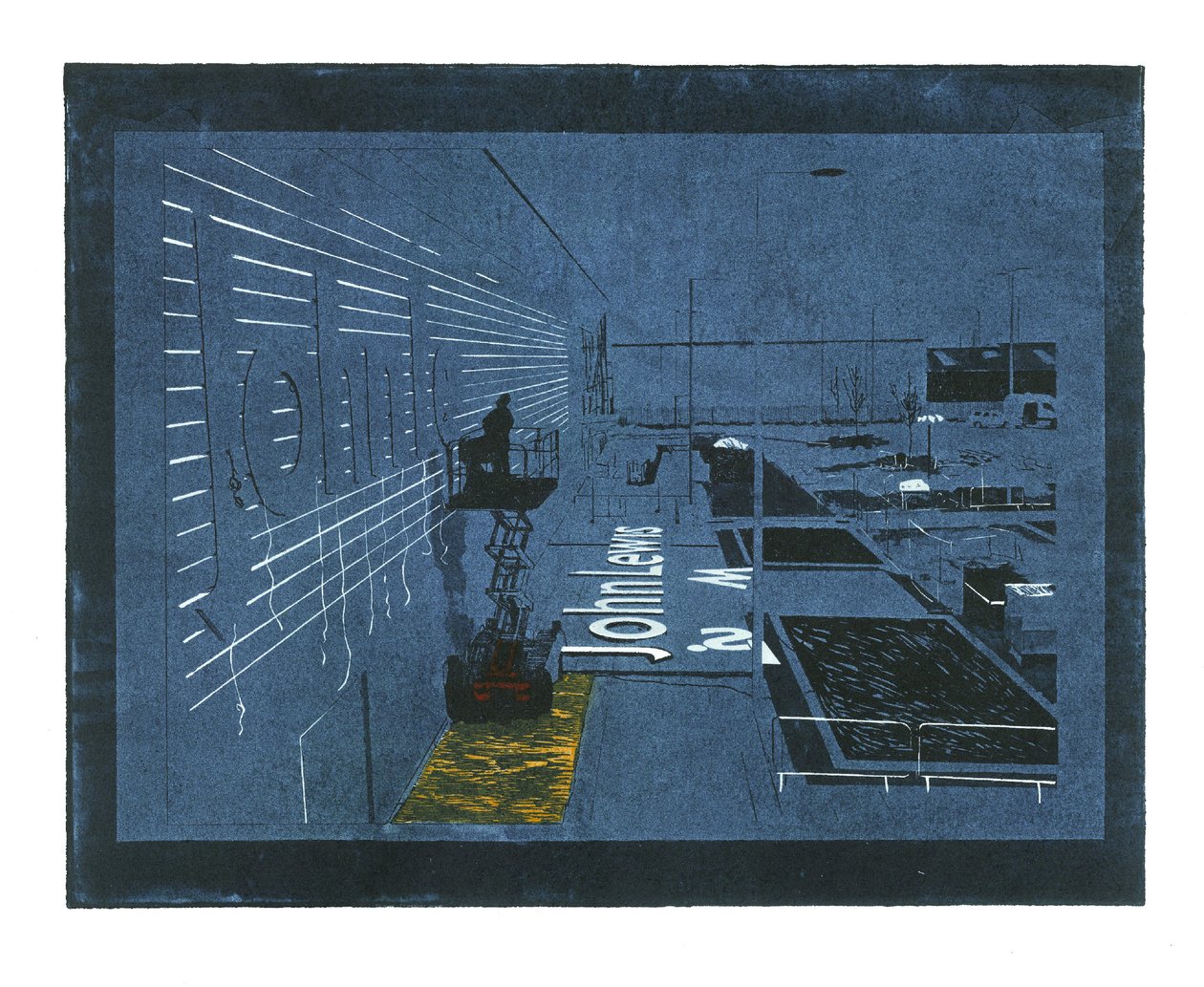 Settled Cultivation, 2015 (lézervágott linóleum, linómetszet és hagyományos metszet) alkotó: Catherine Sutcliffe Fuller