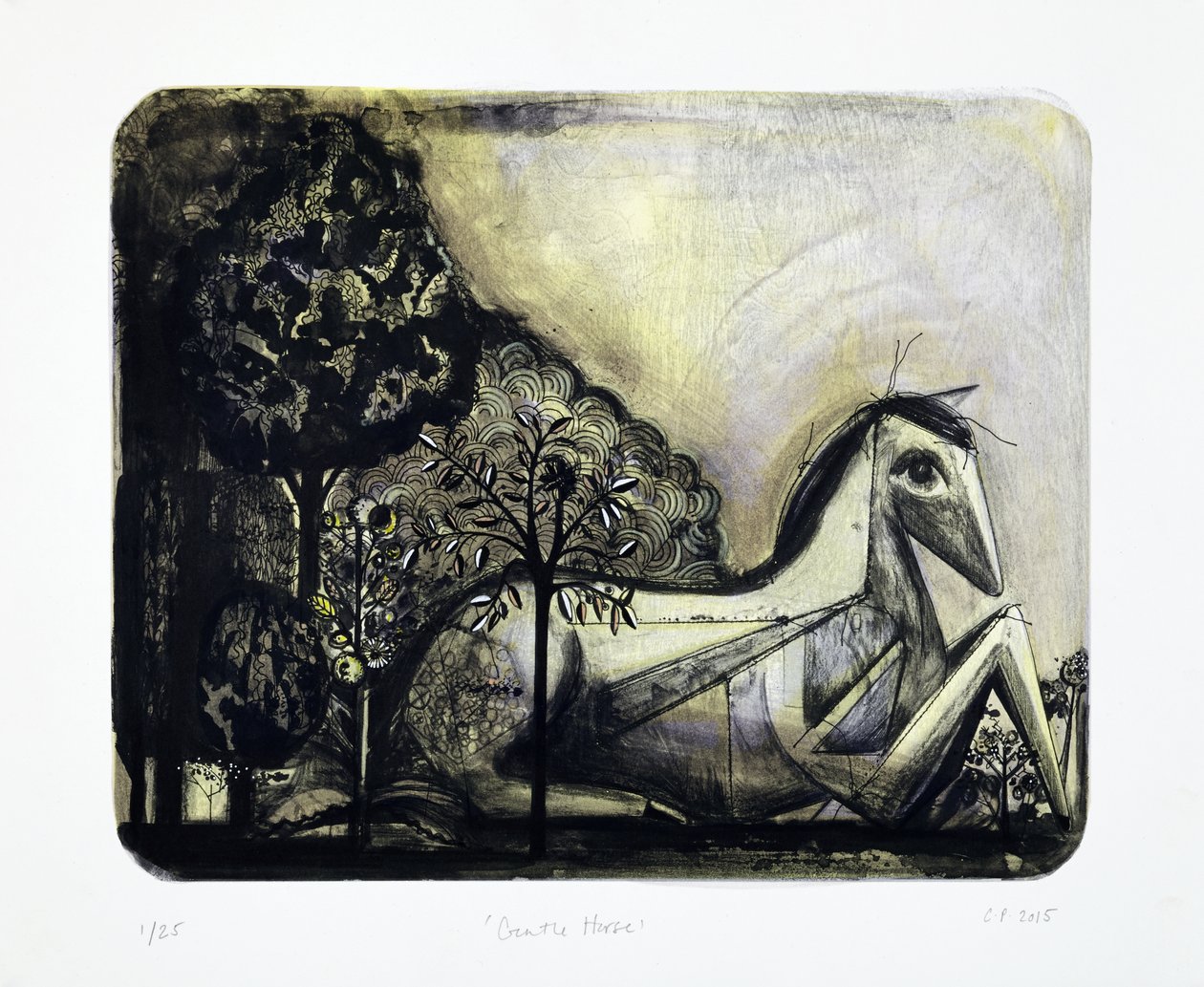 Gentle Horse, 2015 (mokulitolitográfia kézi színezéssel) alkotó: Cathie Pilkington