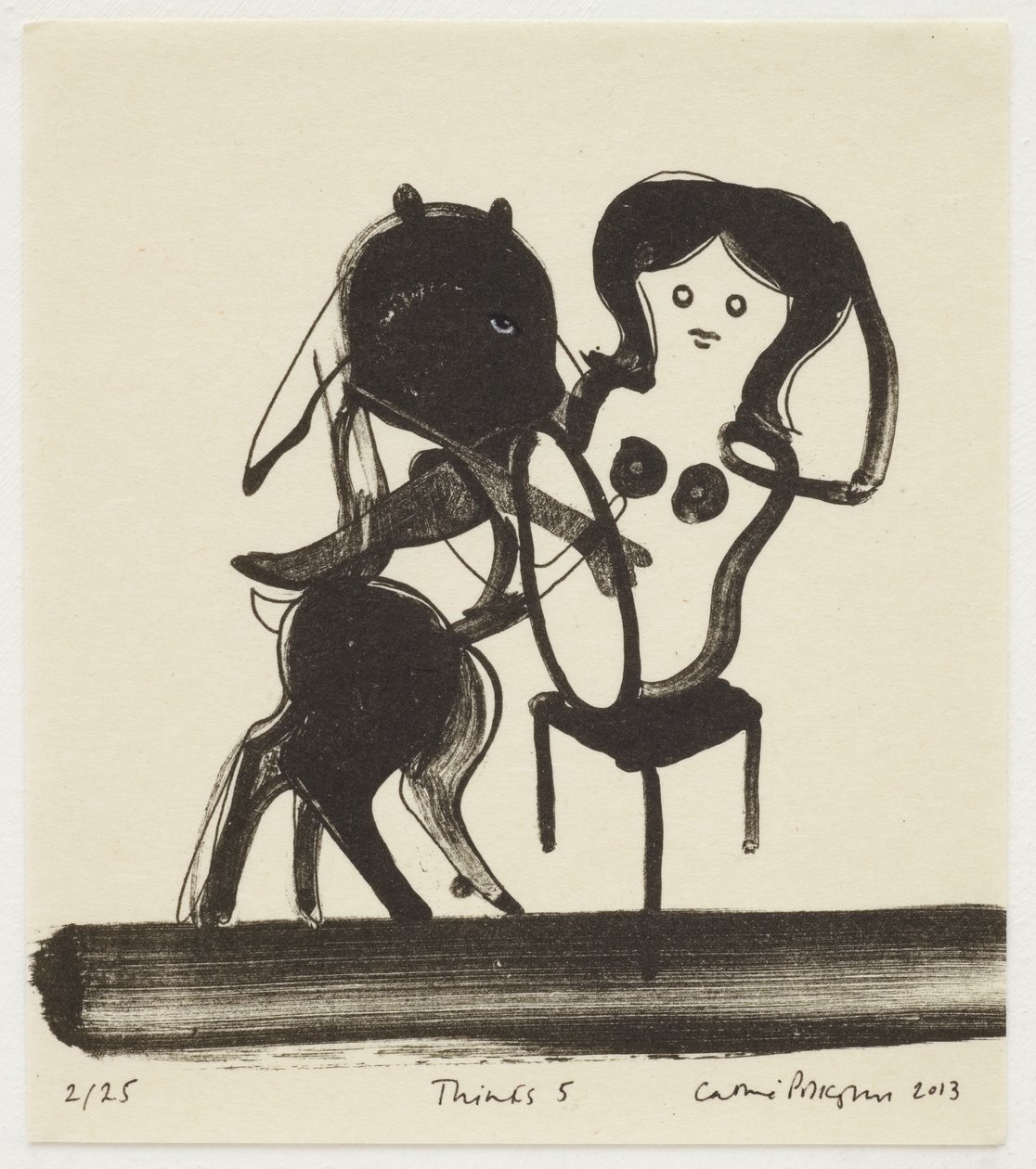 Gondolatok 5, 2013 (litográfia kézi színezéssel) alkotó: Cathie Pilkington