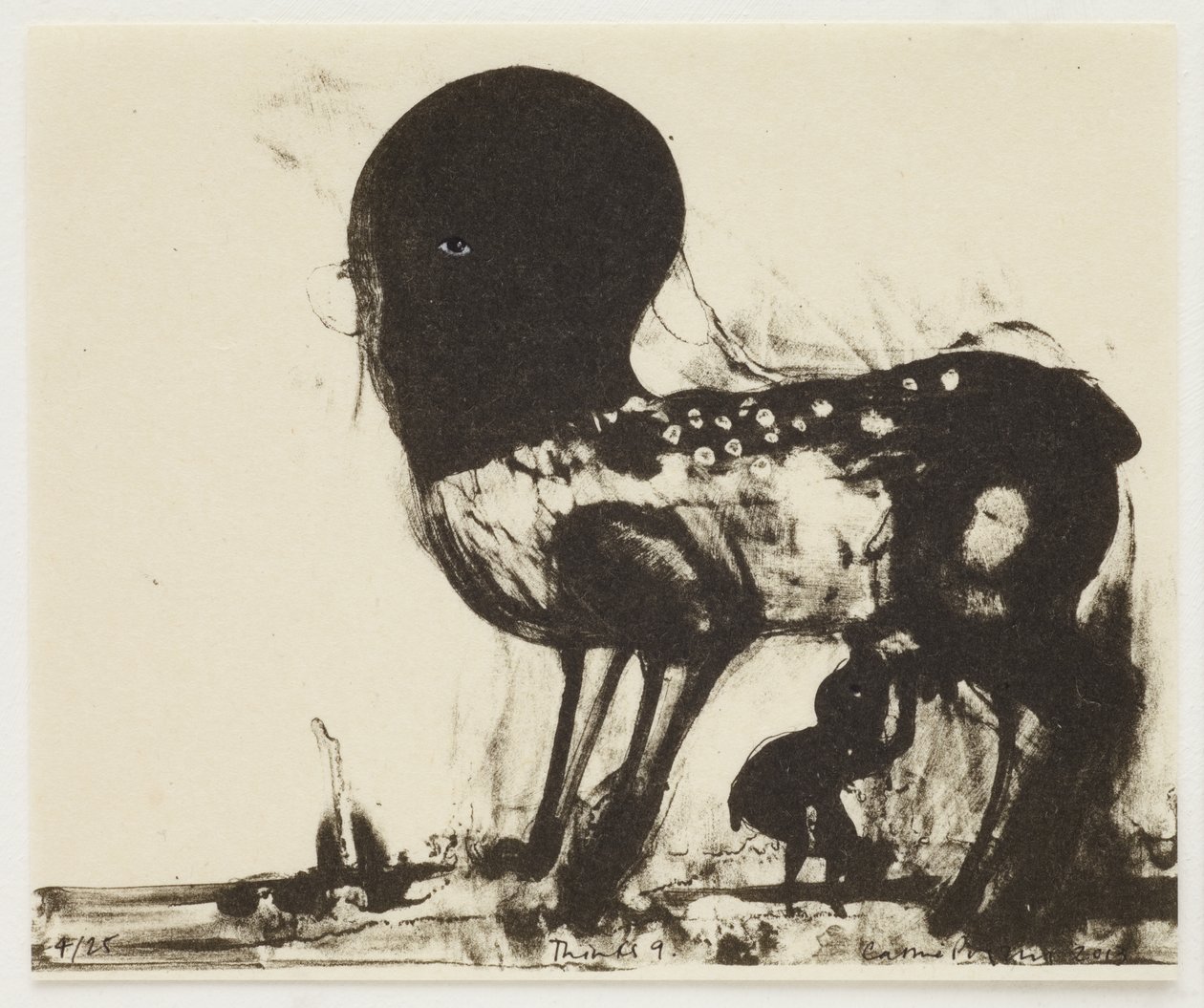 Gondolatok 9, 2013 (litográfia kézi színezéssel) alkotó: Cathie Pilkington