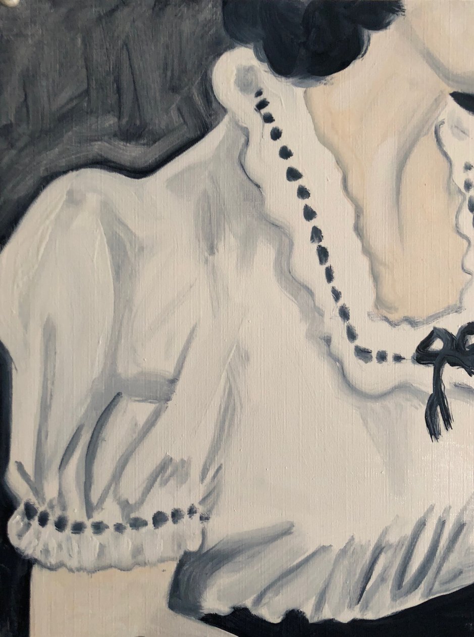 Broderie, 2018 (olaj, papír) alkotó: Cathy Lomax