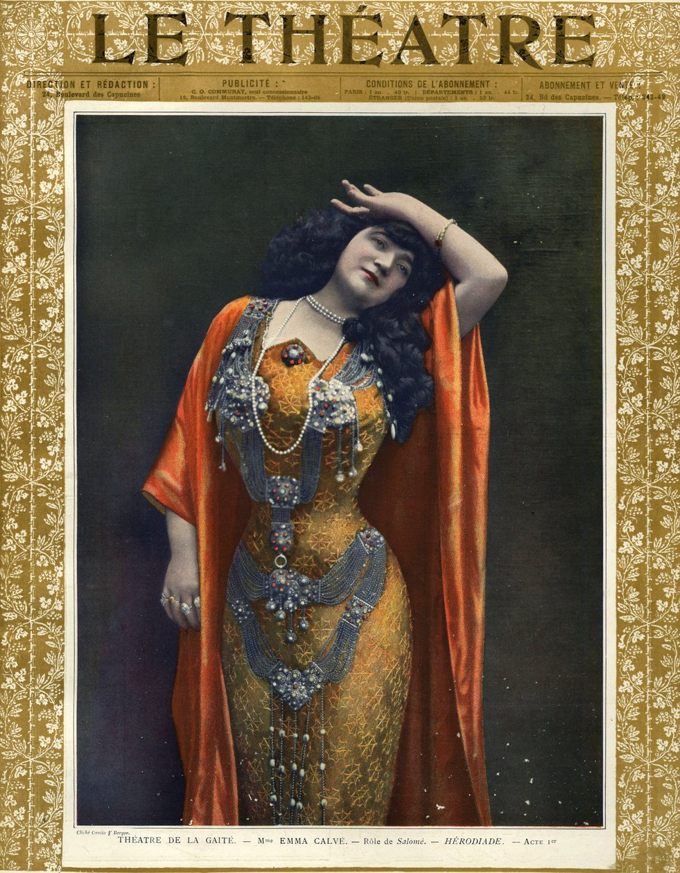 Emma Calve, mint Salome, a „Le Theatre” magazin címlapján alkotó: Cautin & Berger (after)