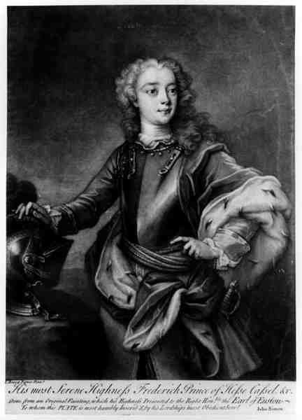 II. Frigyes (1720-1785), Hesse-Cassel földgrófjának portréja, John Simon (1675-1715) metszetével alkotó: Cavaliere Carlo Francesco Rusca