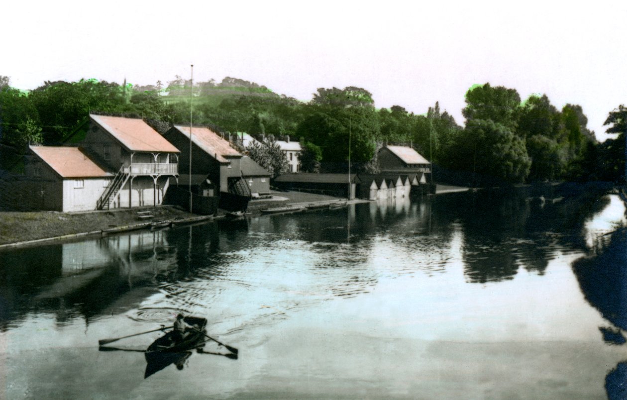 Folyó és csónakház, Burton-upon-Trent, 1926. alkotó: Cavenders Ltd