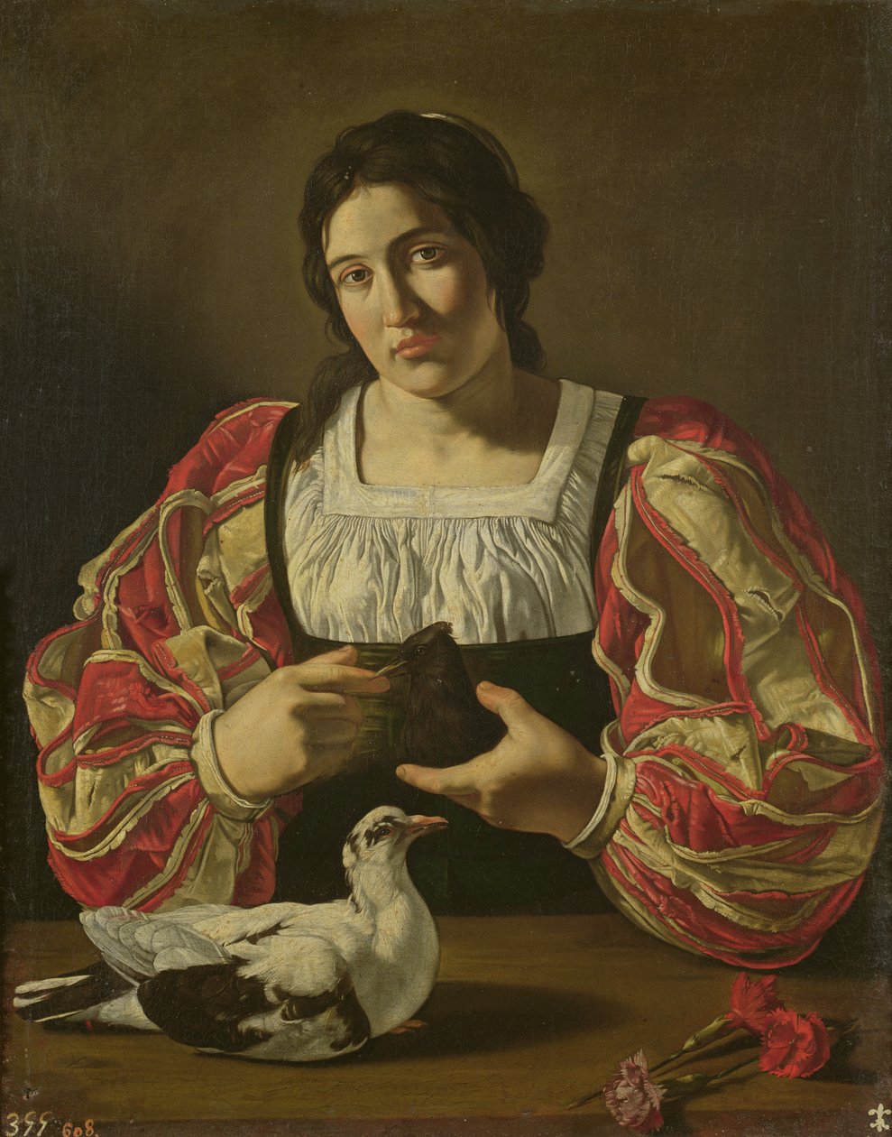 Egy nő galambokkal alkotó: Cecco de Caravaggio