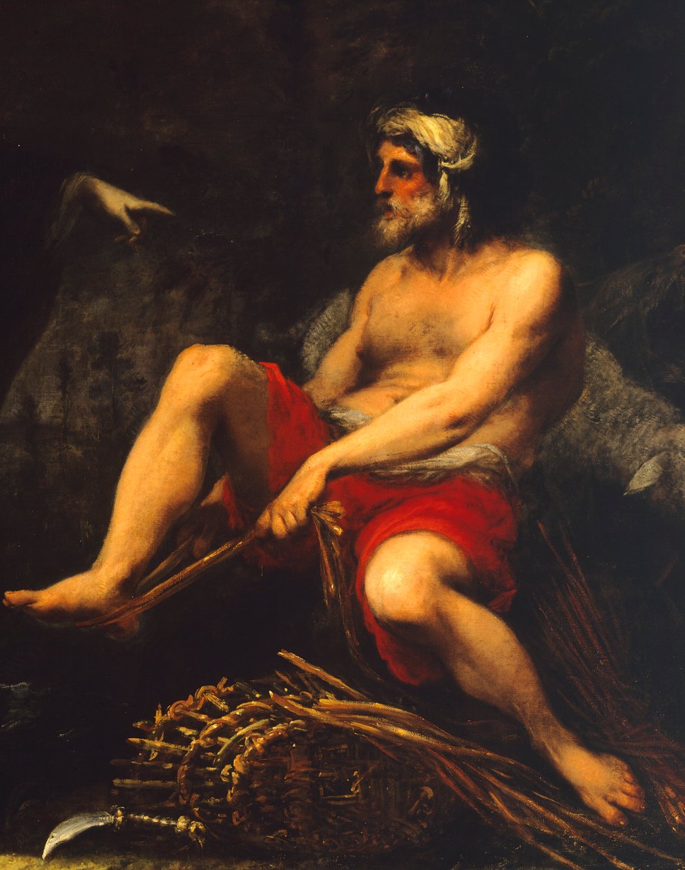 Erminia pásztorok között, Cecco Bravo (1607-1661), Részlet alkotó: Cecco  Bravo