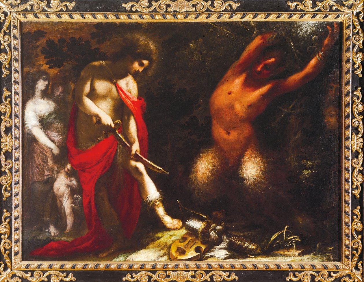 Apollo és Marsyas, 1650 körül, Francesco Montelatici, Cecco Bravo (1601-1661), olaj, vászon. alkotó: Cecco  Bravo