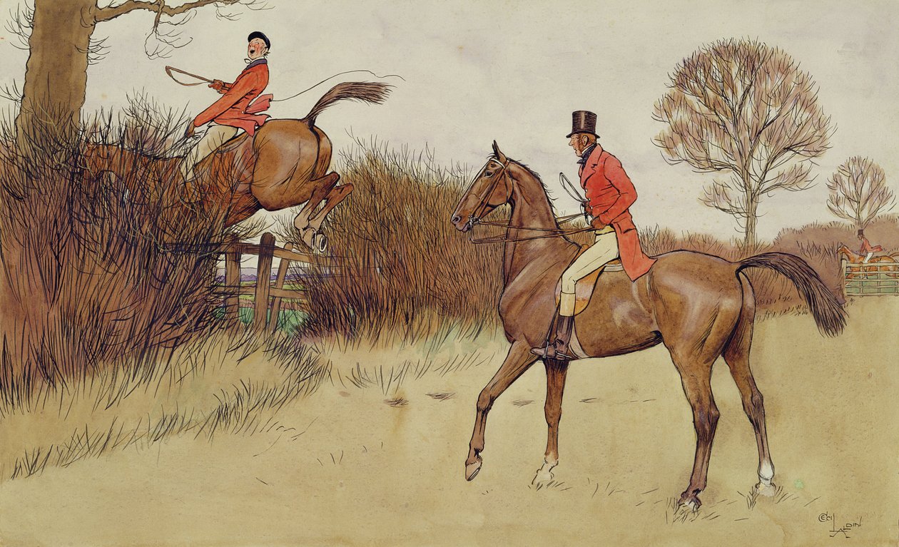 „Ar soha nem száll le”, vadászjelenet (grafit, toll, tinta és WC papíron) alkotó: Cecil Charles Windsor Aldin