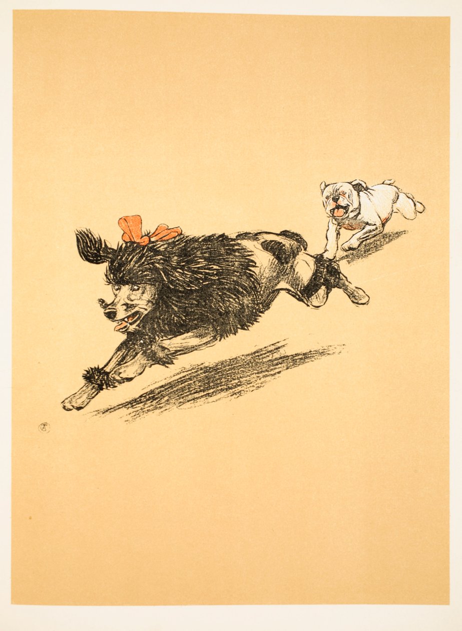 A hajsza az „Egy meleg kutya, egy bolond év története” című filmből, 1905 (kréta és zsírkréta papíron) alkotó: Cecil Charles Windsor Aldin