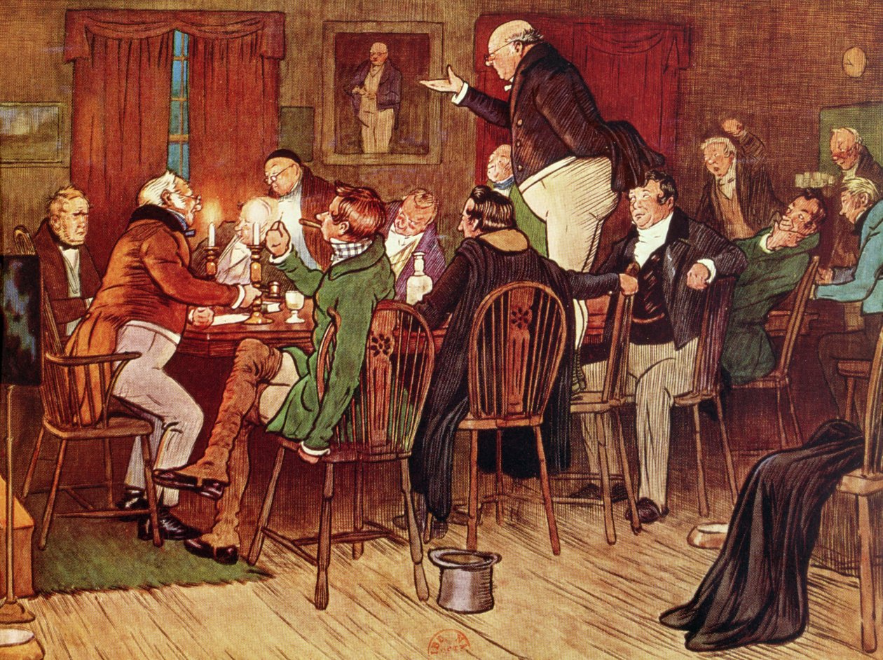 "Az ékesszóló Pickwick úr", illusztráció Charles Dickens (1812-70) "Pickwick Papers"-ból alkotó: Cecil Charles Windsor Aldin